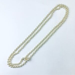 Pearl necklace Long 31 inches 80s style faux cream pearls